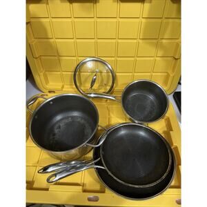 HEXCLAD 5 Piece Nonstick Stainless Steel Pot/Pan Set 8 10 12 Lids MSRP $600
